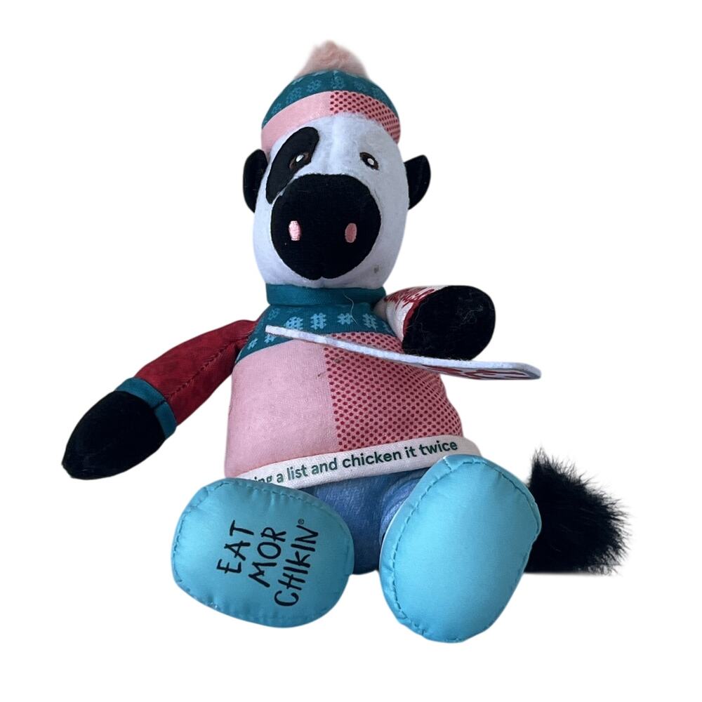 Chick-fil-A Cow Plush Winter Beanie Sweater Milkshake Eat Mor Chikin Stuffed Toy